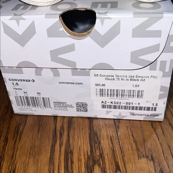 Converse Black High-Tops with Red Heart Accent - Picture 6 of 6